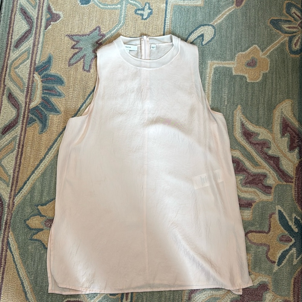 Vince crinkle high neck tank top in pink, size small. Worn just a few times